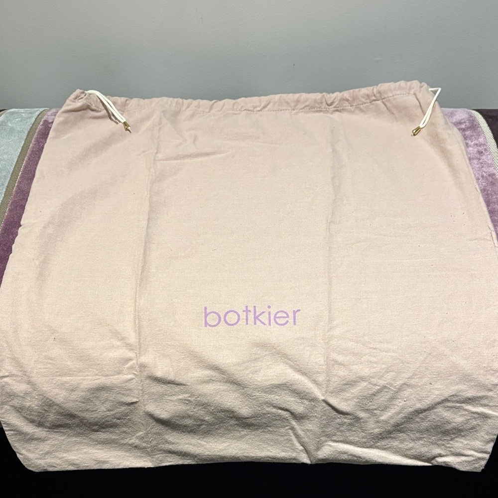 Botkier Light Pink Flannel Drawstring Dust Bag with Lavender Logo